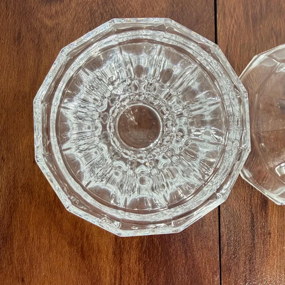 Crystal Candle Holders Pair Dual Taper & Pillar VTG 12-Sided Fluted Pedestal